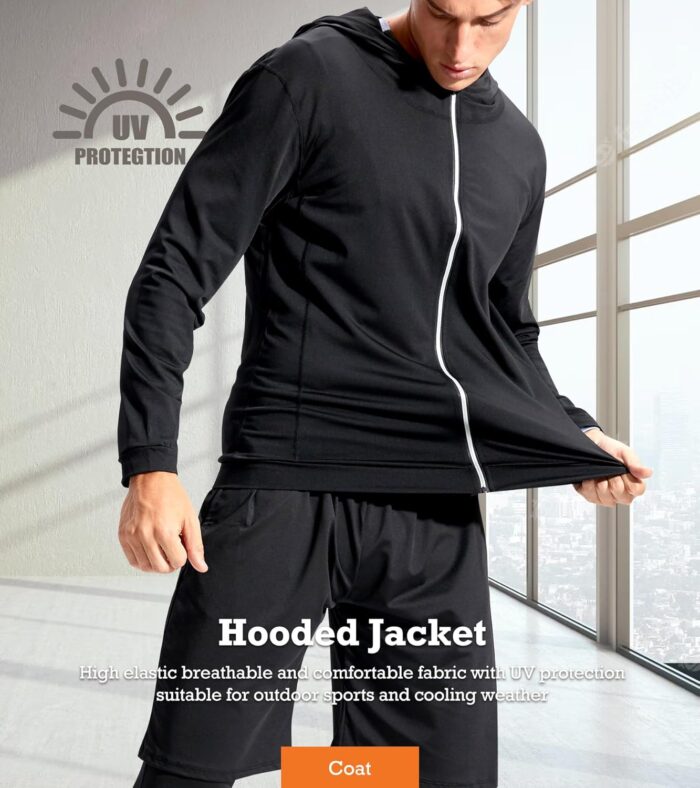 BOOMCOOL 5PCS Workout Sets incluir Compression Shirt Pants Hoodie Jacket for Men outdoor sports running indoor fitness - Image 5