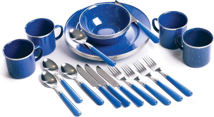 Stansport 24-Piece Enamel Camping Tableware Set - Image 2