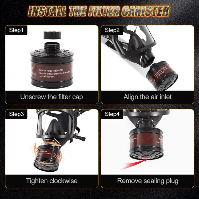 HANUU Gas Masks Survival Nuclear and Chemical, Gas Mask Military Tactical Respirator, Full Face Respirator Mask with 40mm Activated Carbon Filter for Dust, Vapors, Chemicals - Image 5