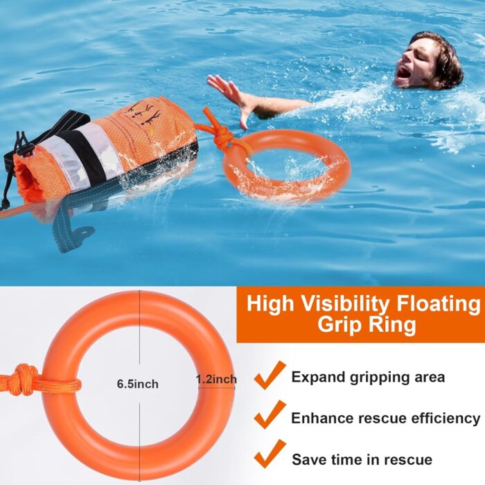 Water Rescue Throw Bag - 3/10 Inch Rope with 50FT /70FT/100FT Length Up to 1900lbs Tensile Strength Throwable Flotation Device - Emergency Safety Equipment for Kayak Raft Boat - Image 3