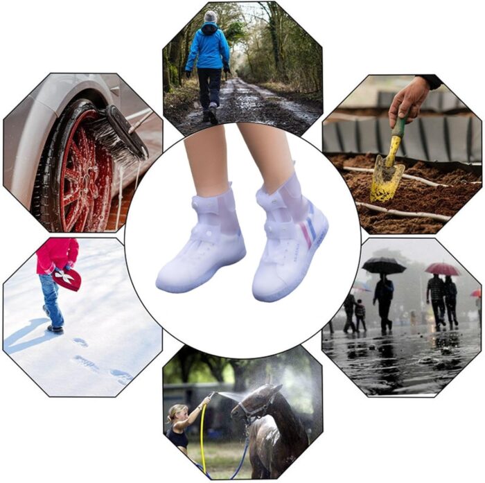 Waterproof Shoes Cover, Portable Non-Slip Rain Snow Boots Shoes Cover, Reusable Women Men TPE Rubber Sole Overshoes Protectors for Outdoor Cycling Travel - Image 6