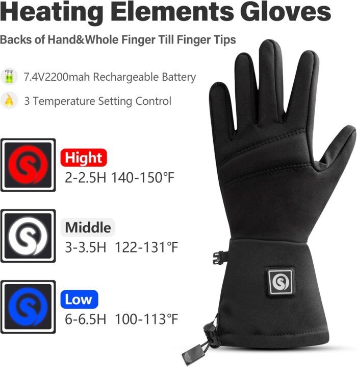 DAY WOLF Heated Glove Liners Electric Gloves for Men Women Rechargeable Battery Hand Warmer for Winter Sports Snow Biking Riding Skiing Cycling Hunting Snowboarding - Image 2