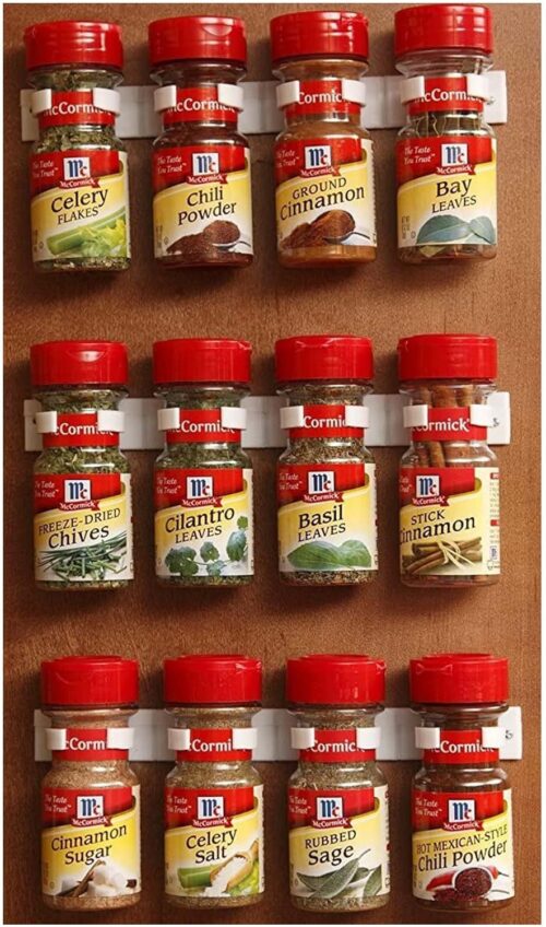 Bellemain Spice Gripper Clip Strips for Plastic Jars - Set of 3, Holds 12 Jars