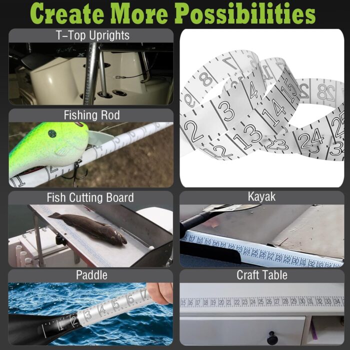38" Boat Ruler Fish Measuring Sticker - Transparent Waterproof Decal Tape Measure - Clear Discreet Adhesive for Boat, Kayak, Net, Gaff, Table - 38 in Fish Rulers - Image 5