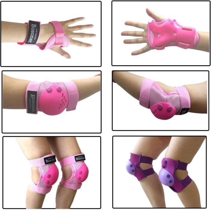 BOSONER Kids/Youth Knee Pads Elbow Pads Wrist Guards Set for 3-15 Years, Child Protective Gear Set for Roller Skates, Cycling, BMX Bike, Skateboard, Inline Skating, Scooter Riding Sports… - Image 4