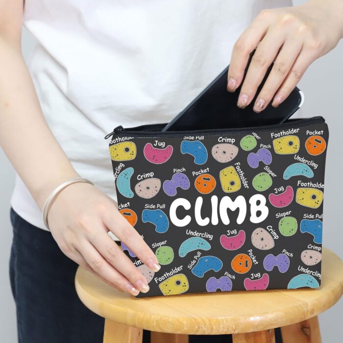 MNIGIU Rock Climber Gift for Women Rock Climbing Cosmetic Bag Climb Gift Rock Climbing Bouldering Lover Gift (Climb Black Bag) - Image 5