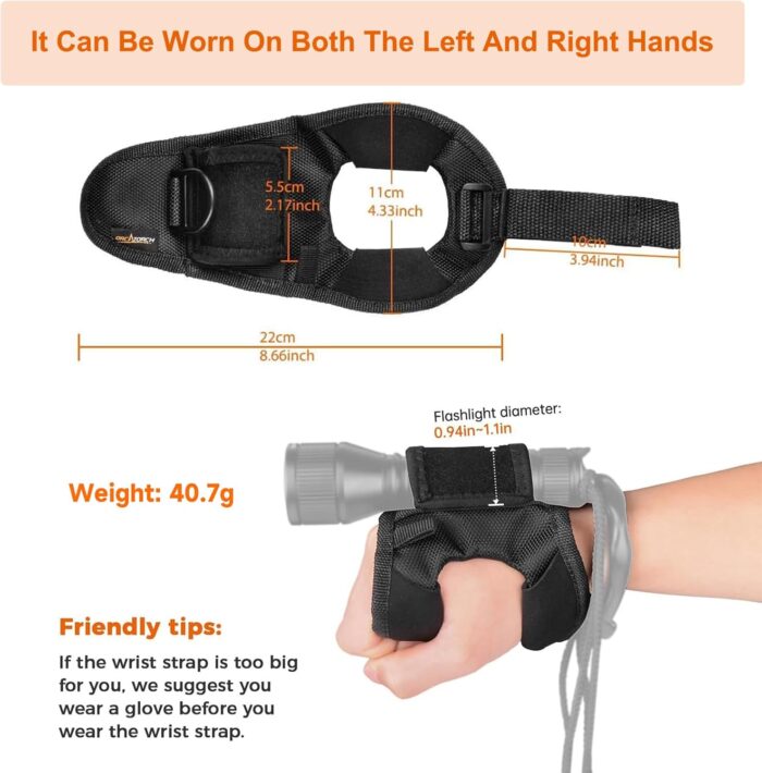 ORCATORCH Diving Flashlight Glove Hands-Free Flashlight Holder Universal Adjustable Wrist Strap Scuba Dive Lights Accessories (Not Included Flashlight) - Image 2