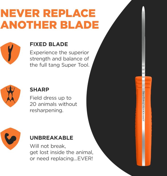 Field Dressing Kit | 4-in-1 Super Tool with Sheath & Sharpener | Skinning Knife for Hunting | Gut Hook | Deer Hunting Knife Set | FRN - Image 4