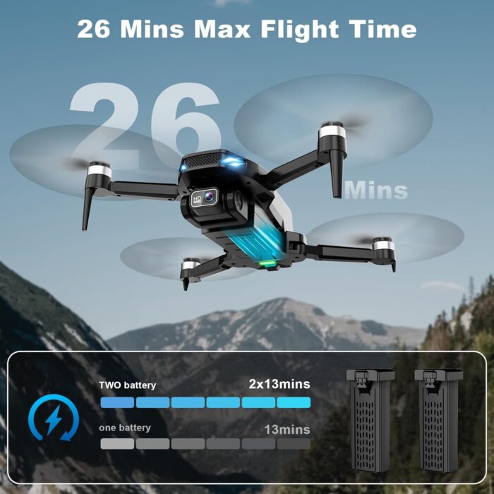 Drone with Camera, 2K HD FPV Drone with Brushless Motor, Altitude Hold, Gesture Selfie, One Key Take Off/Landing, 3D Flips, Waypoint Fly, 2 Batteries, Foldable Mini Drones for Kids and Beginners - Image 8
