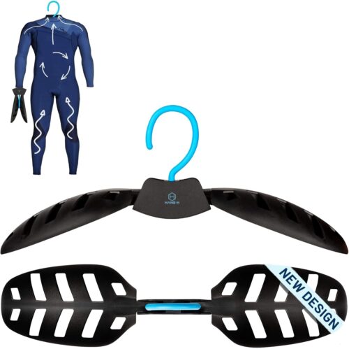 Hang 11 Wetsuit Hanger - Ultimate Wetsuit Hangers for Surfers, Improves Your Wet Suit Longevity, Quick Dryer, Ideal for Scuba Diving Gear Drysuit & BCD, Surfing Accessories, Surfing Gifts (Blue)