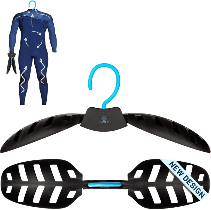 Hang 11 Wetsuit Hanger - Ultimate Wetsuit Hangers for Surfers, Improves Your Wet Suit Longevity, Quick Dryer, Ideal for Scuba Diving Gear Drysuit & BCD, Surfing Accessories, Surfing Gifts (Blue)