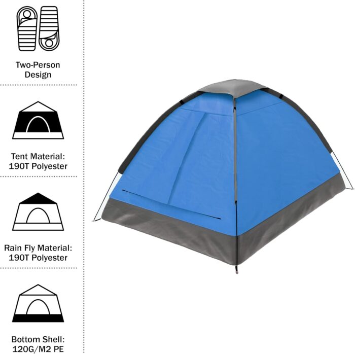 2 Person Camping Tent with Rain Fly and Carrying Bag - Image 4