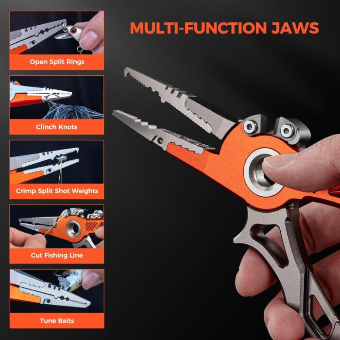 KastKing AlumaStream 7.5" Aluminum Fishing Pliers, Crossover Pliers, Wacky & Neko Rig Pliers With O-Ring Storage, Fishing Gear, Fishing Gifts for Men, Corrosion-Resistant Saltwater & Freshwater Pliers - Image 3