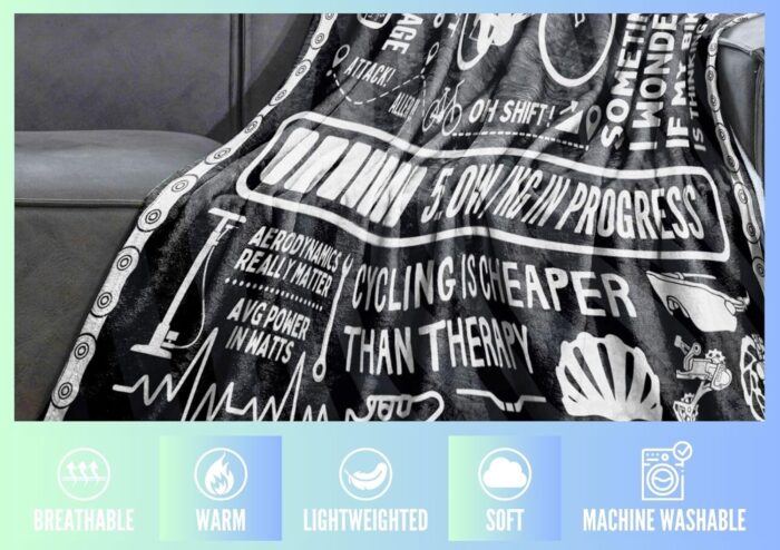 Cyclist Biker Gifts Blanket, Cycologist, Mountain Bikers, Bicycle Enthusiast, Roadbike MTB, Bed Flannel Plush Throw (50"x 65") - Image 7