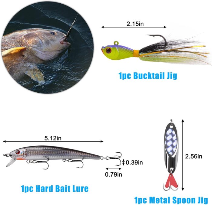 Surf Fishing Tackle Kit Ocean Saltwater Fishing Lures Surf Fishing Gear Fish Finder Rigs Pompano Rig Pyramid Sinker Weight Fishing Hooks Swivels Various Accessories - Image 3