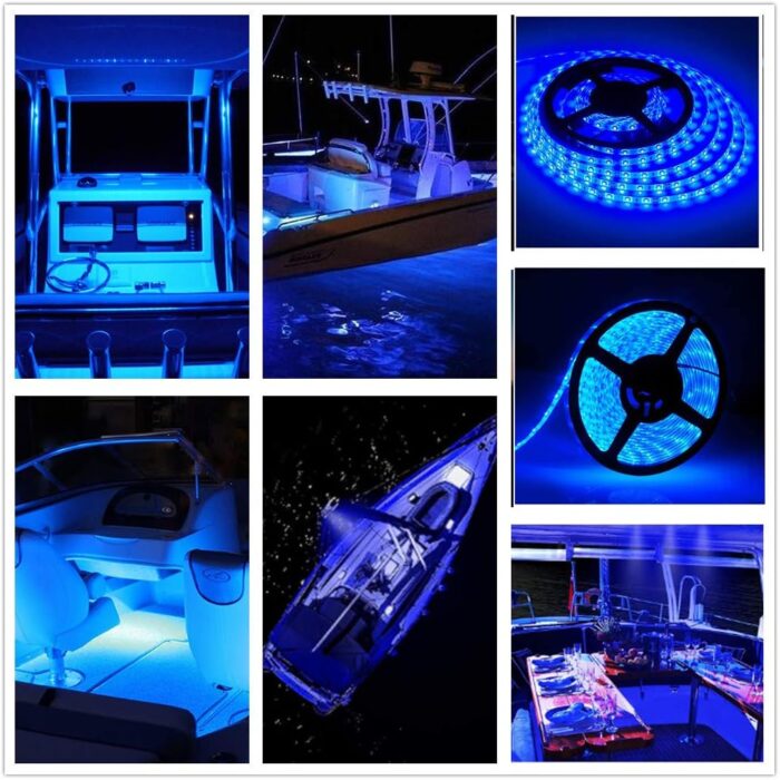 LED Boat Strip Lights, 32.8FT Marine Pontoon Led Lights, Waterproof Boat Interior Light, Under Gunnel Lights, Boat Deck Light, Night Fishing Lights, Good for Pontoon Bass Fishing Yacht Kayak (Blue) - Image 8