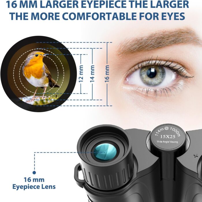 Binoculars 15x25 for Adults,Waterproof Durable & Clear Binoculars with Low Light Night Vision for Sightseeing,Concerts and Bird Watching - Image 2