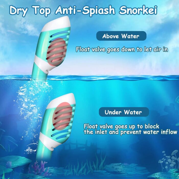 Vvinca Snorkeling Gear for Kids Dry Top Kids Snorkel Set for Boys Girls Junior Youth Children Age 4-14 Swim Goggles with Nose Cover Anti-Fog Panoramic View Adjustable Elastic Diving Mask and Snorkel - Image 6
