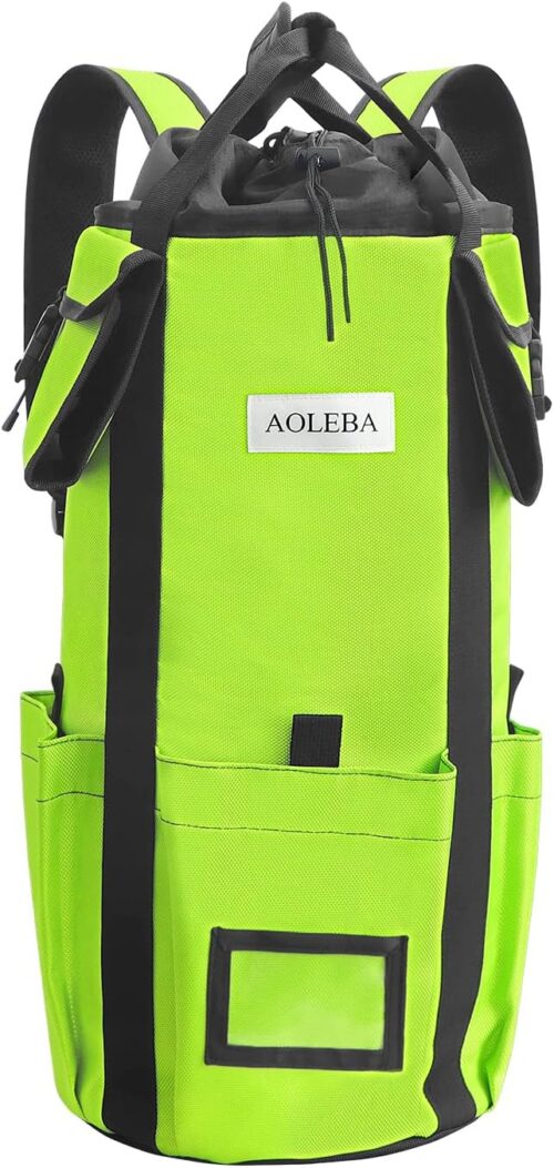 AOLEBA Arborist Rope Storage Bag Tree Climbing Rock Rope Bucket Backpack Rope Storage Bag Large Capacity 1680D Thicken Nylon Material with Hand Straps, Side Pockets