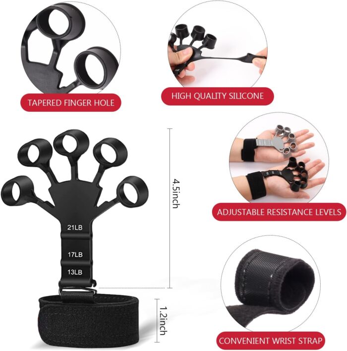 13 PCS Grip Strength Trainer Kit, Hand Gripper Strengthener, Forearm Strengthener, Finger Strengthener, Finger Exerciser, Stress Relief Ball, Forearm Workout Ring for Muscle Building and Injury Recover - Image 5