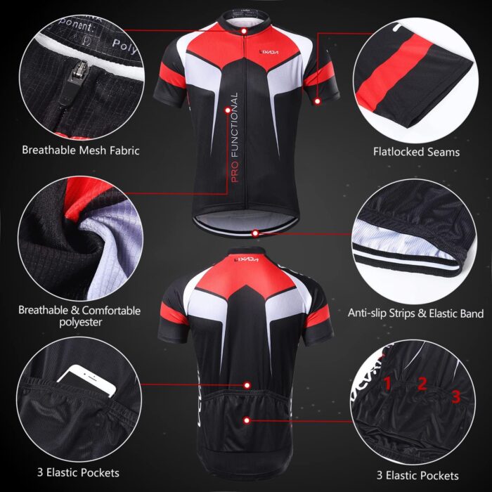 Lixada Men's Cycling Jersey Short Sleeve with Padded Shorts Quick-Dry Summer Short Bike Clothing Bicycle Shirts Pants Set - Image 3