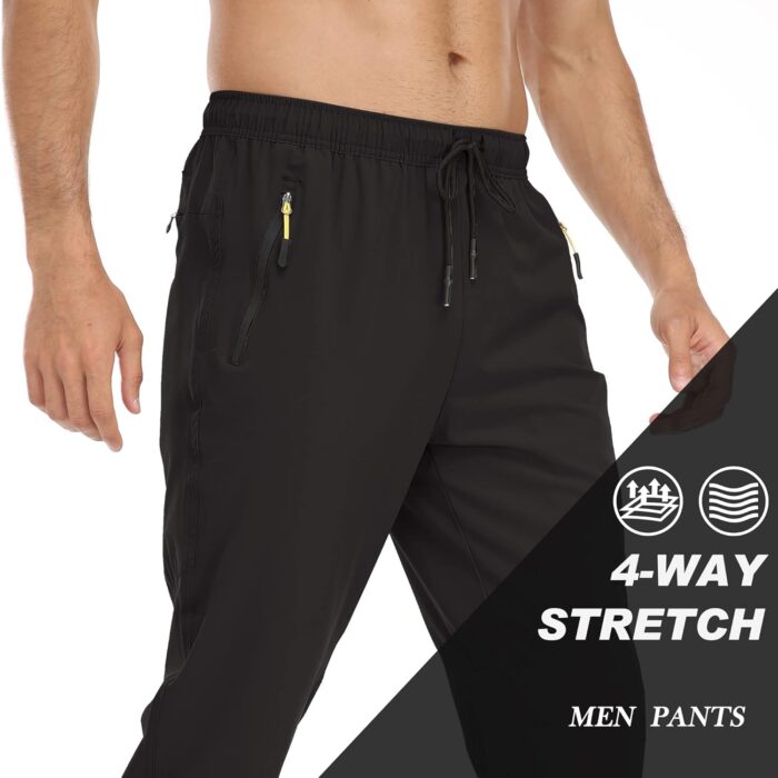 Rapoo Men's Lightweight Pants with Zipper Pockets Quick Dry Workout Athletic Travel Pants - Image 4