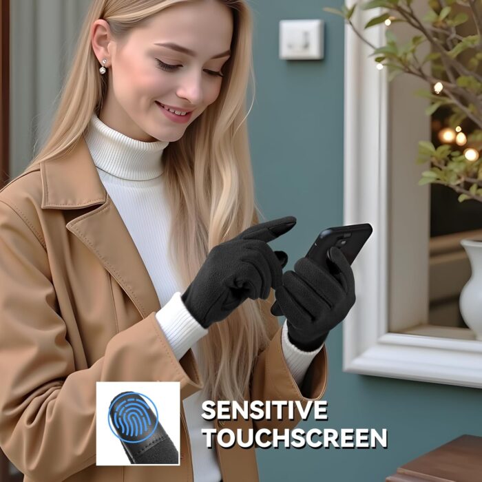 OZERO Warm Winter Gloves for Women: Touchscreen 2-Layers Polar Fleece Gloves for Gold Weather Texting Running - Image 2