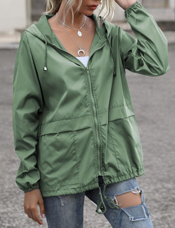 Women's Raincoats Lightweight Waterproof Windproof Adjustable Windbreaker Rain Jackets Hooded with Pockets S-XXL - Image 5