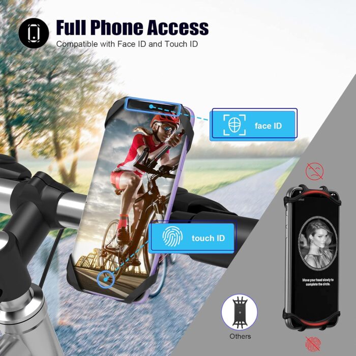 Detachable Bike Phone Holder, Universal Bicycle Motorcycle Cell Phone Mount, 360° Rotatable Adjustable Bike Phone Mount Compatible for 4" to 6.7" Smartphones - Image 3