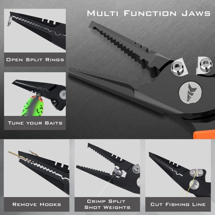 KastKing Fishing Pliers, Fish Lip Gripper or Fish Scale Combo Saltwater Resistant Fishing Tools, Fishing Gear with Rubber Handle, Lanyard, Line Cutter Hook Remover with Sheath, Ice Fishing Gift Men - Image 3