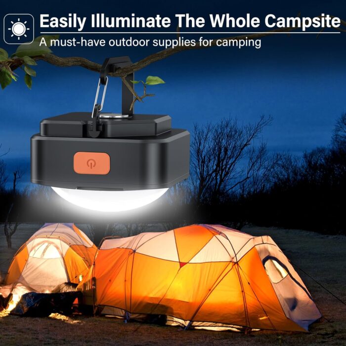 Rechargeable Camping Lights FLY2SKY 2Pcs Black Tent Lights Mini Flashlight Portable LED Camping Lantern Survival Gear Camping Accessories for Hiking Backpacking Fishing Hurricane Emergency Outage - Image 2