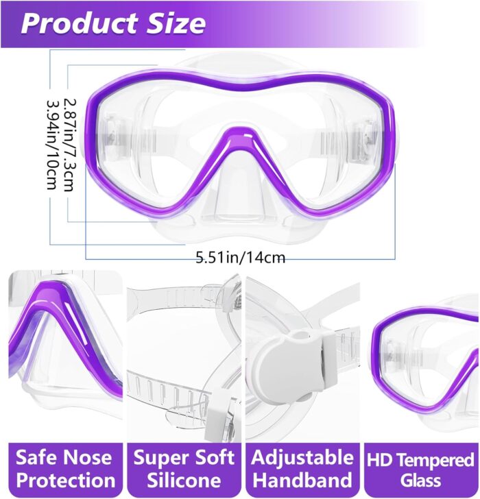 Kids Snorkel Set for Age 5-15 Dry Top Snorkeling Gear for Kids, Diving Mask and Snorkel Set Swimming Goggles with Nose Cover for Kids Youth Boys Girls Junior - Image 5