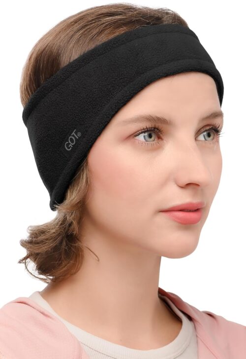 GOT Sports Ear Warmer Headband for Women - Fleece Running Headband Ear Covers for Cold Weather - Ski Cycling Muffs for Winter (Black)