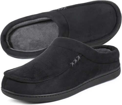 ULTRAIDEAS Men's Nealon Moccasin Clog Slipper, Slip on Indoor/Outdoor House Shoes