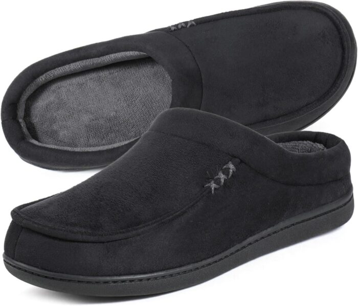 ULTRAIDEAS Men's Nealon Moccasin Clog Slipper, Slip on Indoor/Outdoor House Shoes