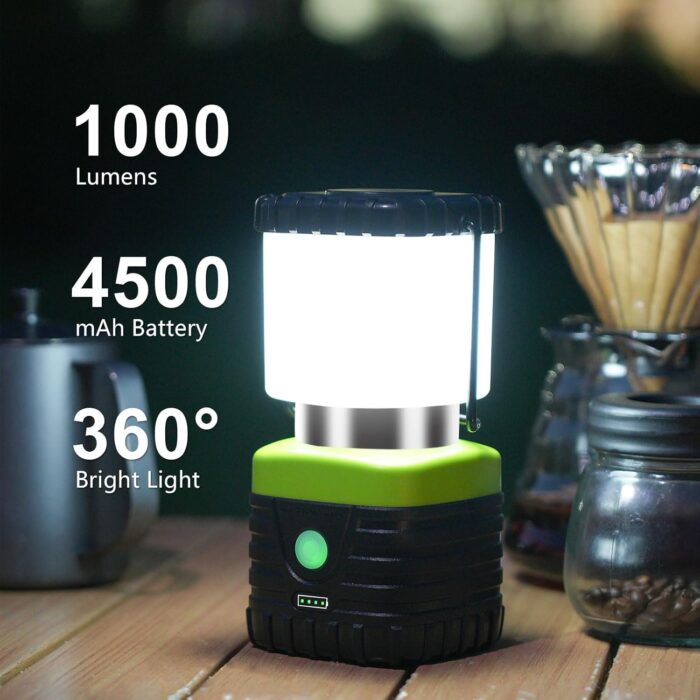 3PCS 6500K White Light LED Camping Lantern Rechargeable 1000LM, 4500mAh Power Bank, Flashlight for Hurricane Emergency, Hiking, IP44 Waterproof Lantern(Black) - Image 5