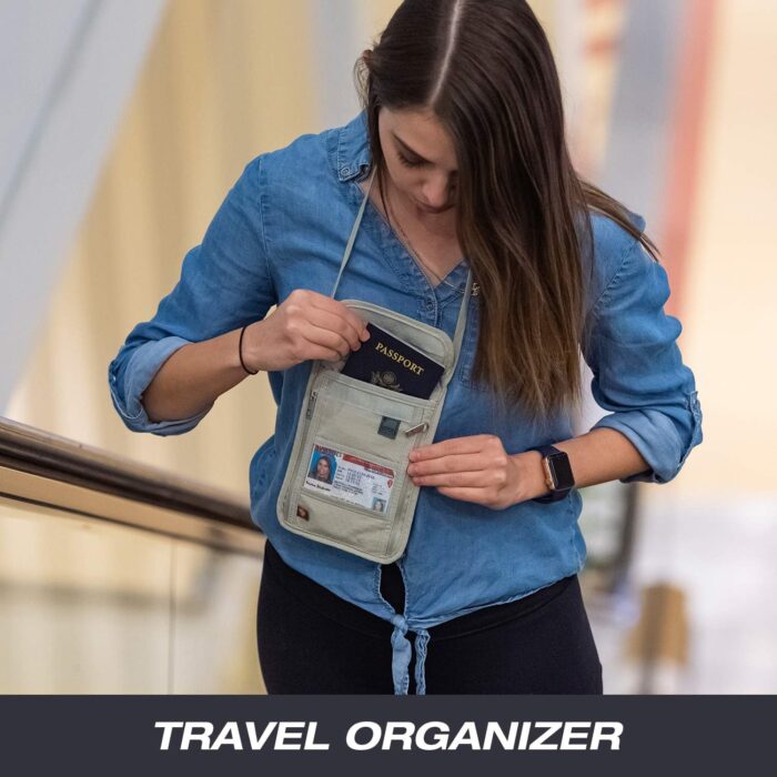 Lewis N. Clark RFID Blocking Stash Neck Wallet, Travel Pouch + Passport Holder for Women & Men, Taupe, One Size - Image 8