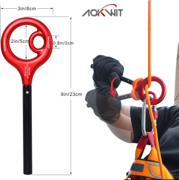 9 Rescue Figure, Upgrade 8 Descender Climbing Gear Downhill Equipment Easy Operation Rigging Plate Aluminum Alloy Rigging Plate for Rock Climbing Belaying and Rappeling Device - Image 8