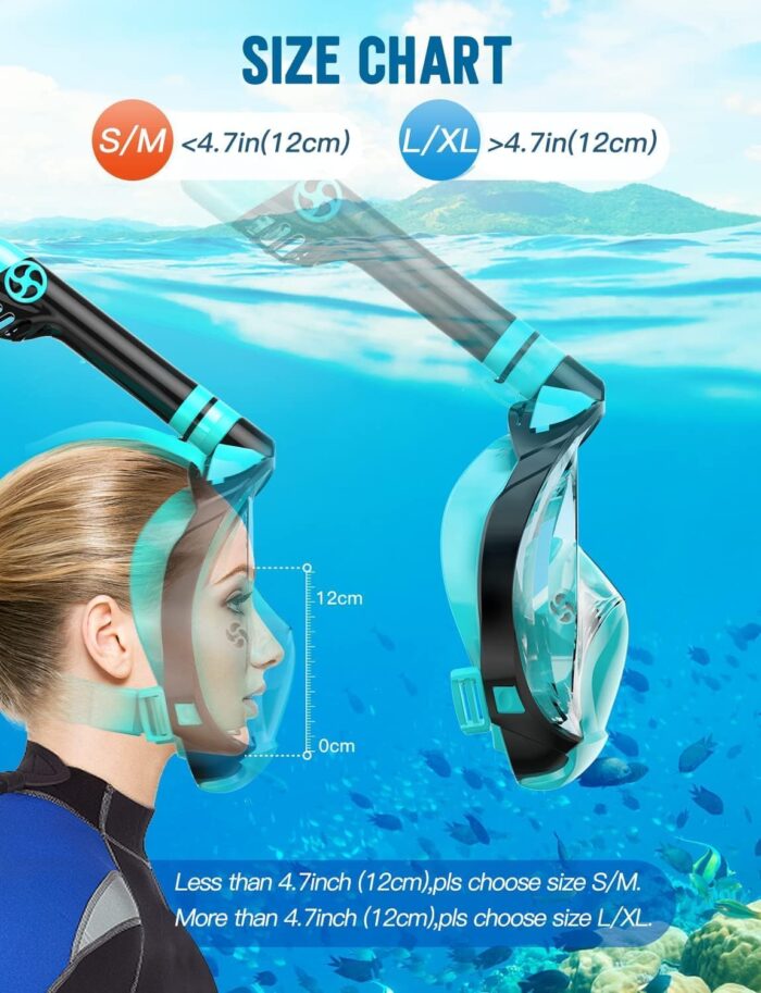 Zenoplige Full Face Snorkel Mask Adults,Dry-Top Snorkeling Gear with Camera Mount,Foldable 180-Degree Panoramic Scuba Mask for Snorkeling Diving Swimming Travel,Snorkel Mask Anti-Fog & Anti-Leak - Image 5