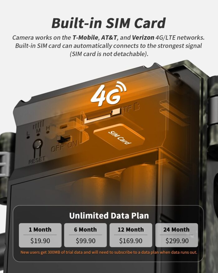 Trail Camera, 2k HD Live Feed Cellular Trail Cameras with Built-in SIM Card 4G Unlimited Data Plan Game Camera Solar Powered Motion Activated IP66 Waterproof Trail Cam No WiFi Needed - Image 2