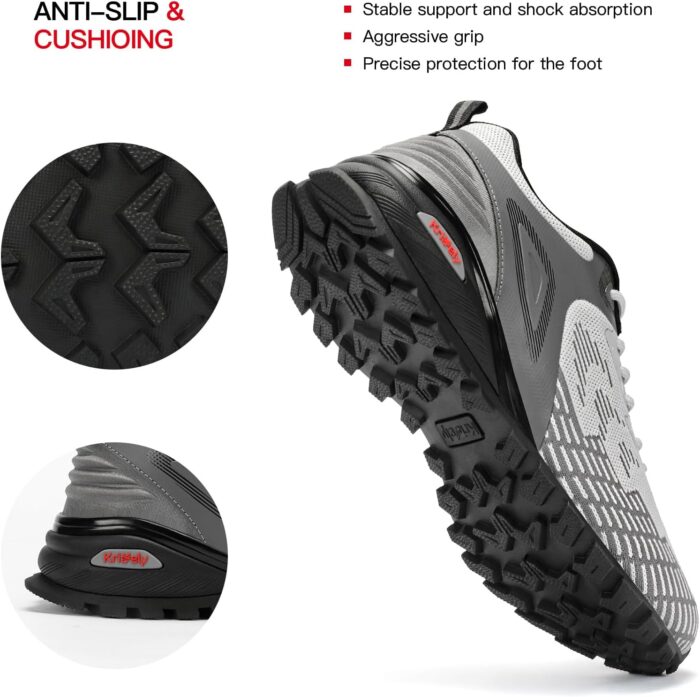 Kricely Men's Trail Running Shoes Non Slip Hiking Shoes Tennis Shoes Fashion Sneakers Workout Footwear - Image 2
