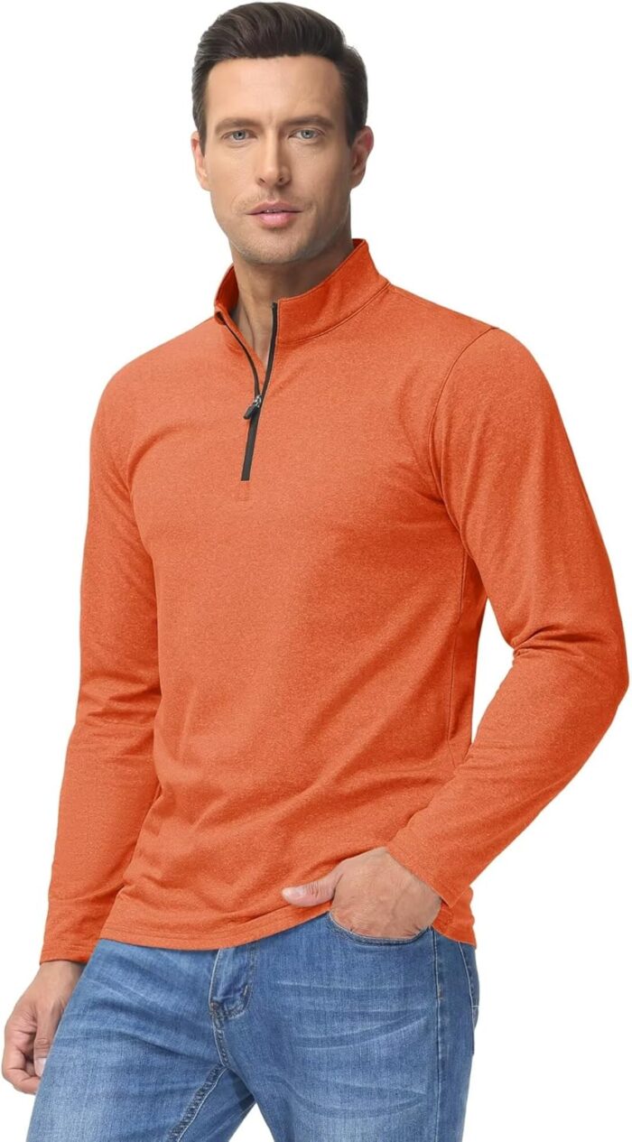 Boladeci Men's Quarter Zip Pullover Premium Fleece Lined Heather Long Sleeve Golf Shirts Midweight 1/4 Half Zip Sweatshirts - Image 2