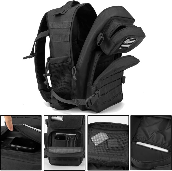 QT&QY 25L/35L/45L Military Tactical Backpack For Men Molle Daypack 3 Day Bug Out Bag Hiking Rucksack With Bottle Holder - Image 5