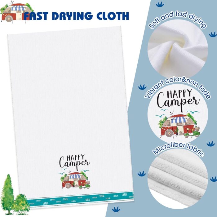 4 Pcs Camping Dish Towels Pot Holders Oven Mitts Set Making Memories One Campsite at a Time RV Kitchen Towels Soft Absorbent Pot Holder Camper Oven Mitt Dish Cloths Hand Towels - Image 4