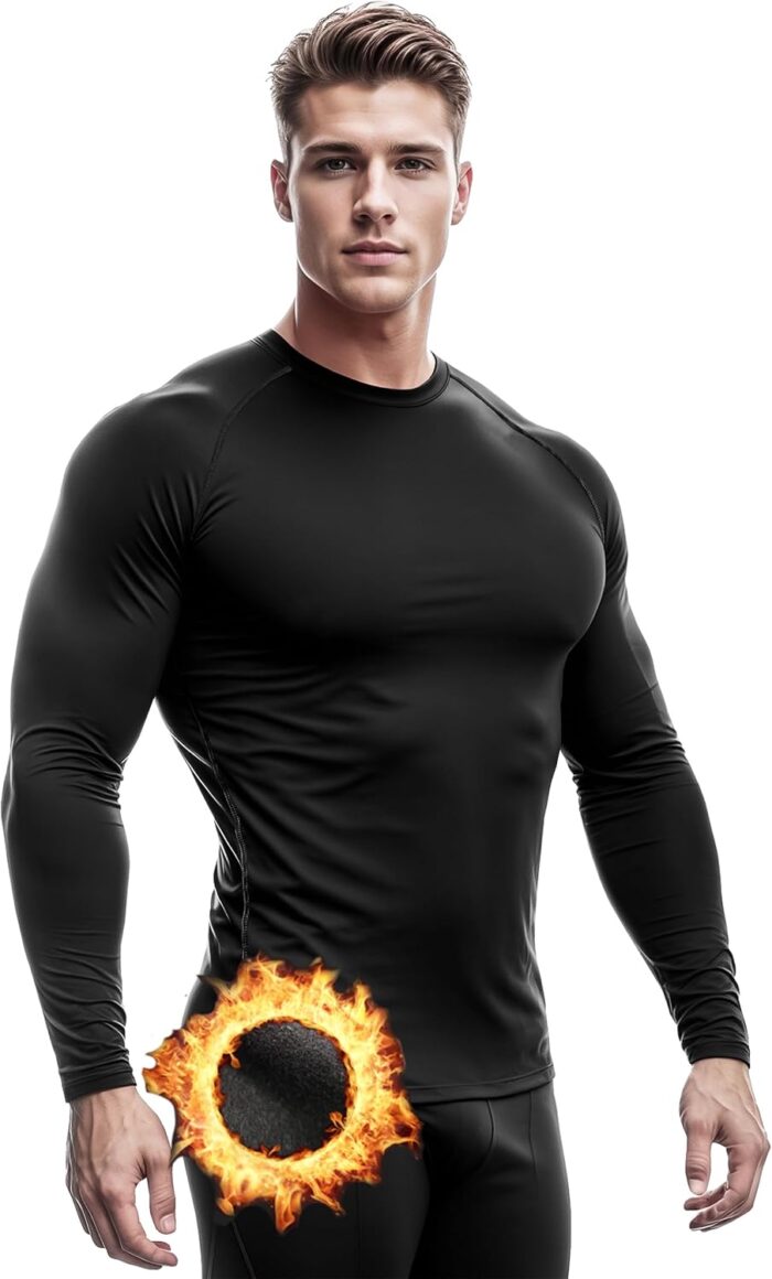 DRSKIN Men's Thermal Compression Shirts or Set Fleece Lined Base Layers Underwear Top & Bottom Sports Athletic Workout Winter - Image 2