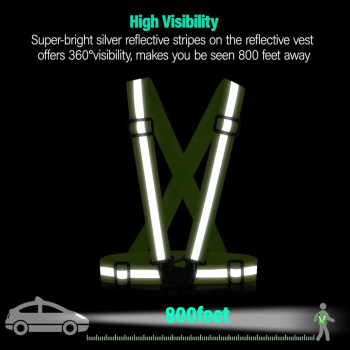 Reflective Vest Running Gear, 2Pack High Visible Safety VES for Cycling Jogging Running Walking, Adjustable for Men Women Kids - Image 2