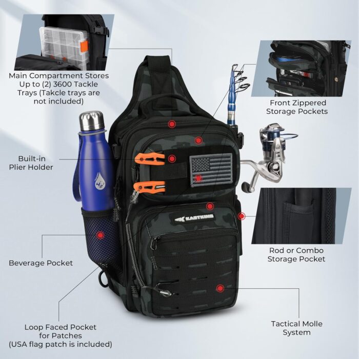 KastKing BlowBak Tactical Sling Tackle Bag-Lightweight Fishing Backpack Storge Fishing Gear and Equipment,Gift for Men - Image 4