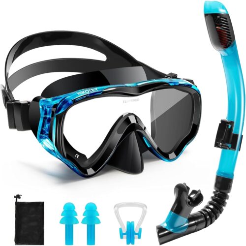 Snorkeling Set for Kids, Full Dry Snorkeling Mask Set for Adults, Anti-Fog Protection, Unisex,HD Panoramic View, Snorkeling Gear for Kids 2-14 Age