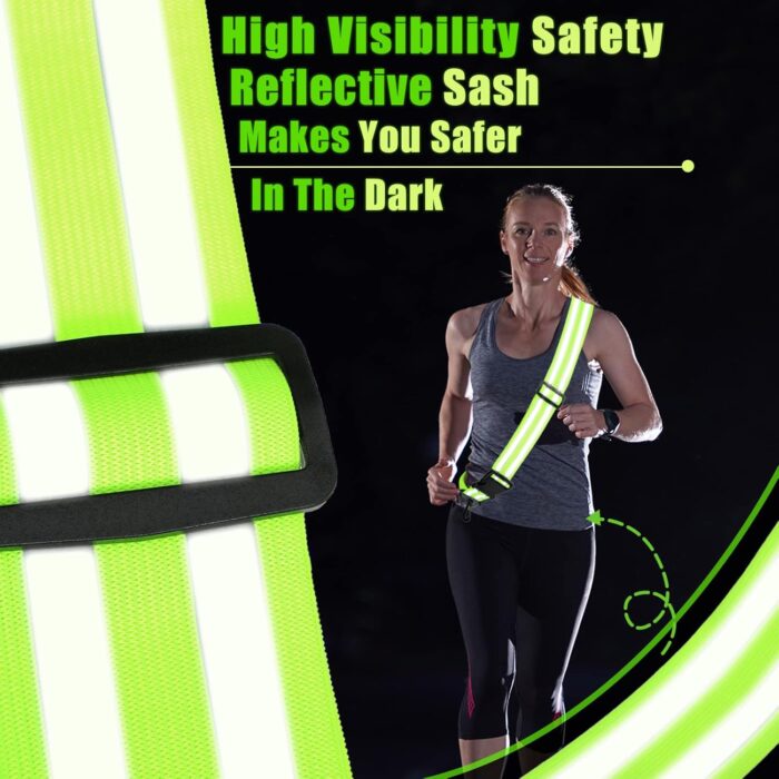 Saintrygo Reflective Sash Running Gear High Visibility Safety Reflective Jacket Adjustable Sash for Walking Cycling at Night - Image 2