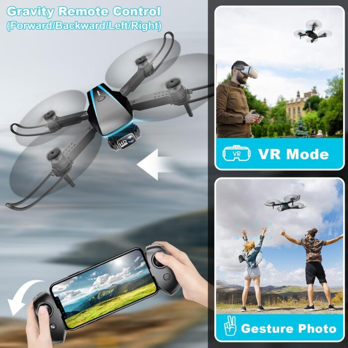 Drone with Camera - Drones for Adults, with 2 Batteries, Carrying Case, Propellers, 1080P HD Foldable Drone with Stable Hover, Trajectory Flight, Gravity Control, One Key Take Off/Land, 3D Flip - Image 6